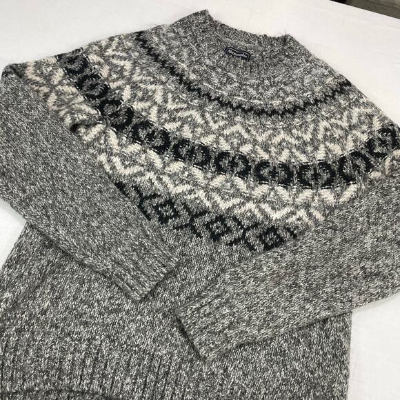 Y2K Abercrombie & Fitch Knit Fair Isle Sweater size M Gray Preppy Winter - Picture 4 of 8